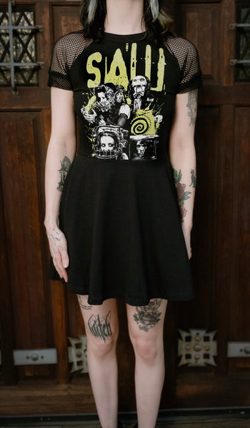 Saw Fishnet Baby Doll Dress