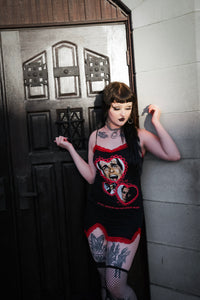 American Psycho Slit Red Lace Dress