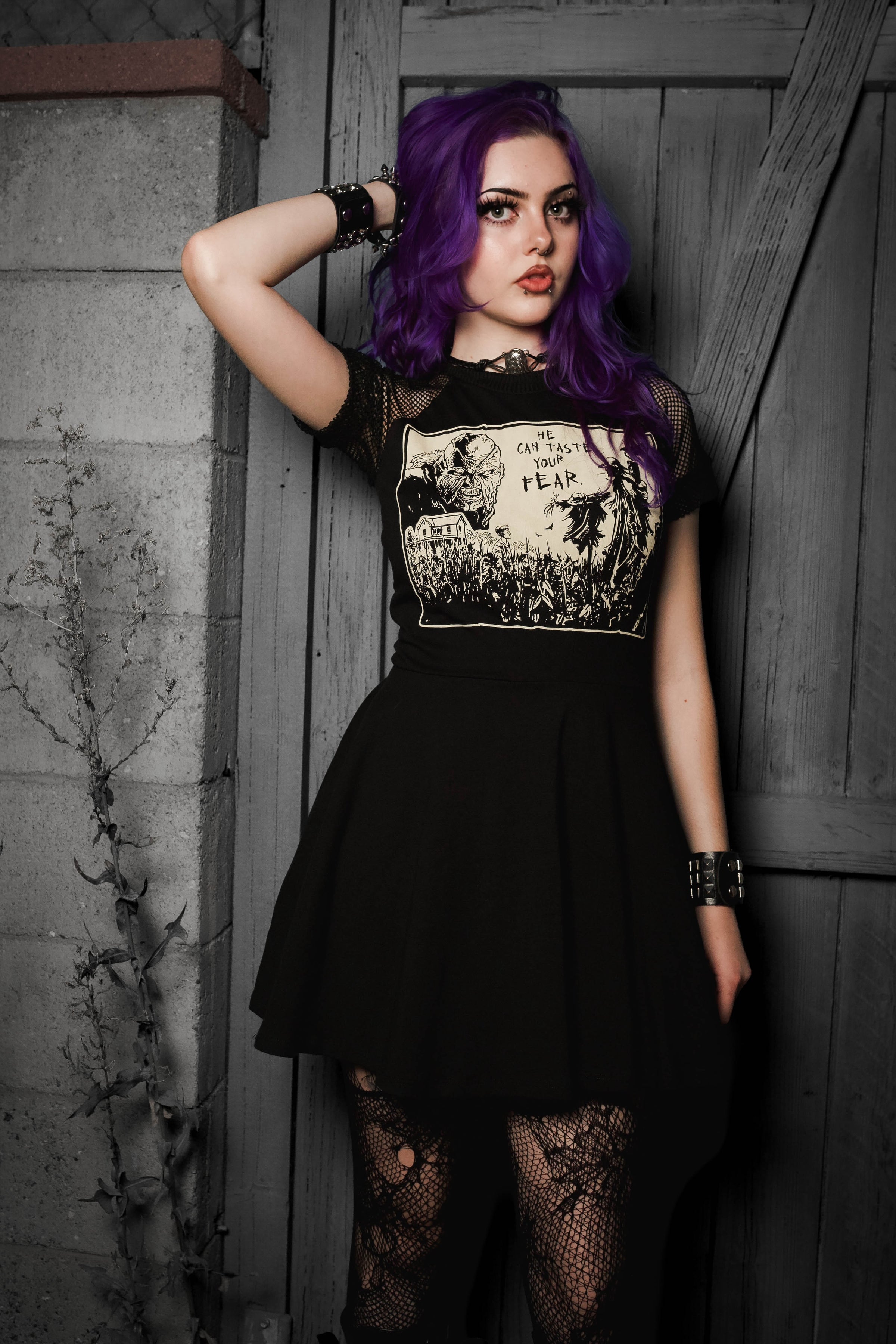 Jeepers Creepers Fishnet Baby Doll Dress