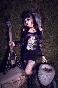 Metallica Off- Shoulder Lace Dress