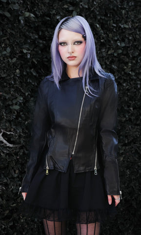 Faux Leather Zippered Rider Jacket