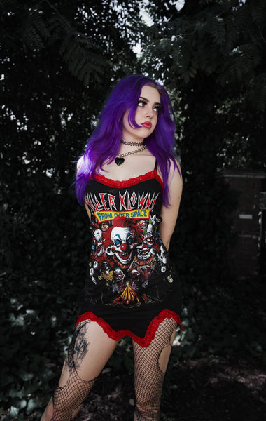 Killer Klowns from Outer Space Slit Red Lace Dress