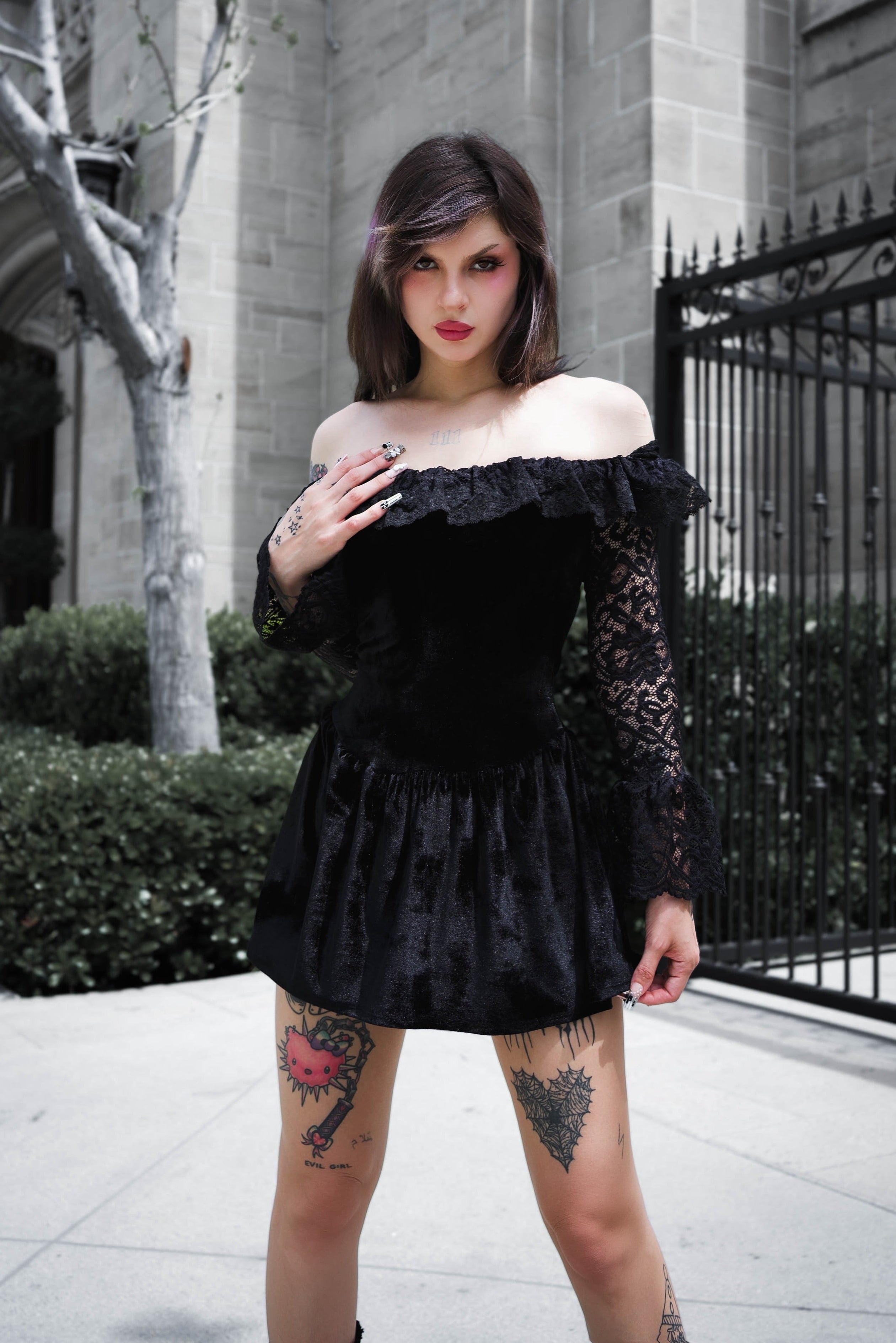Black Widow Velvet Dress - Vera's Eyecandy Black Widow Velvet Dress - Vera's Eyecandy