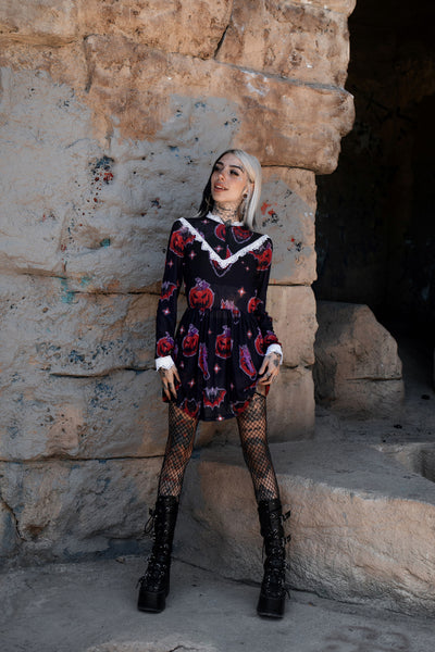 Da Devil Print Victorian Lace Dress