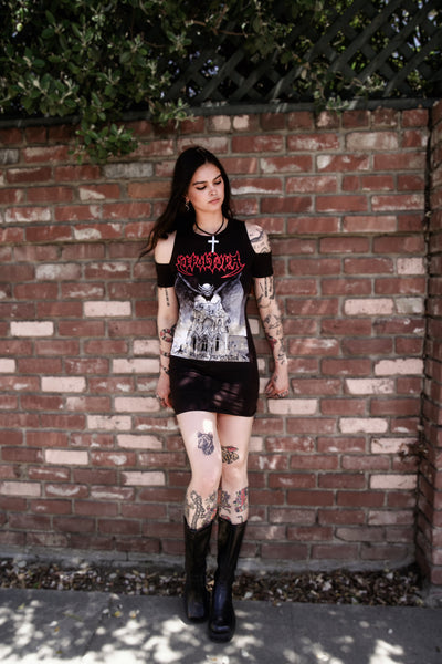 Sepultura Shoulder-Cut Dress