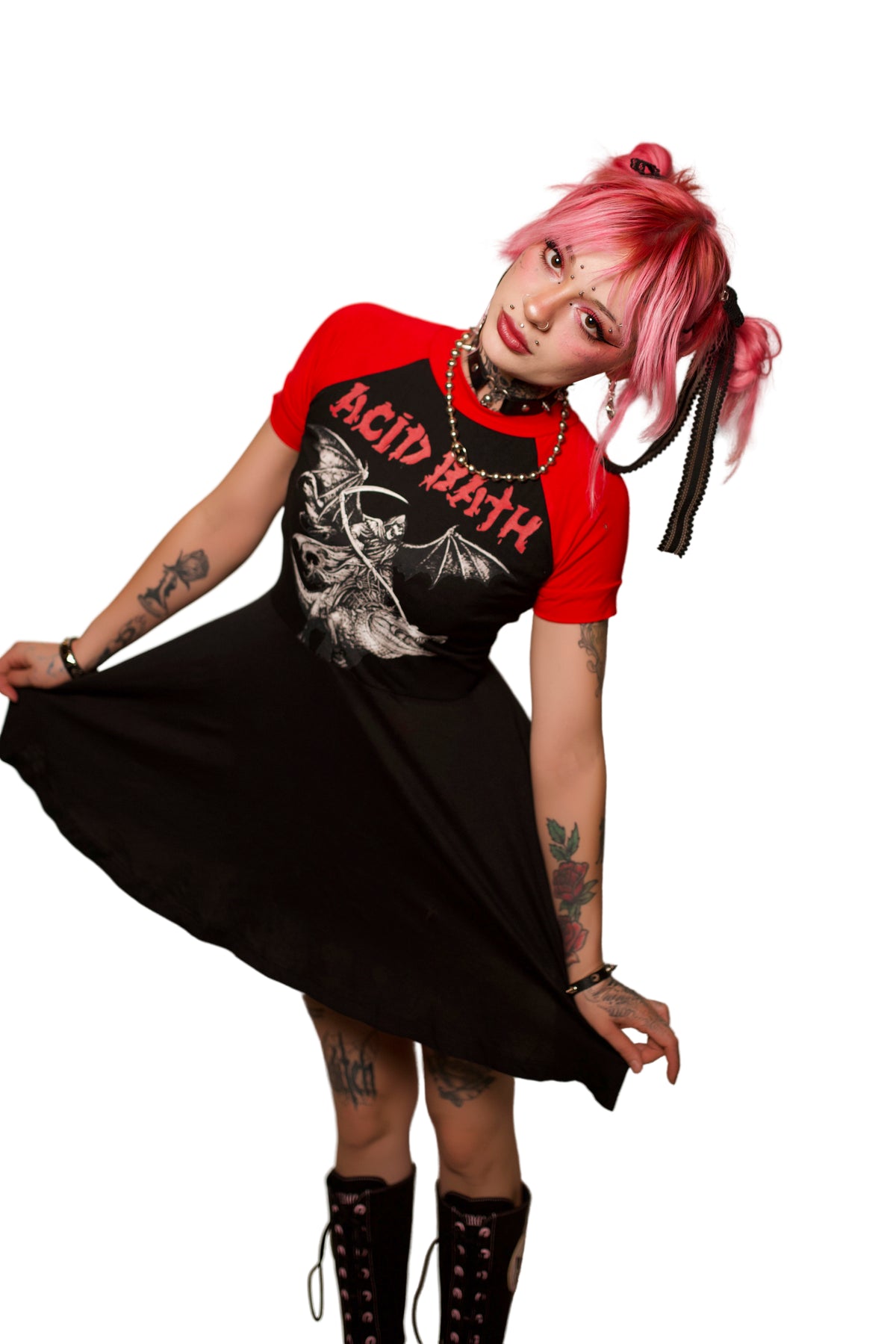 Acid Bath (Red Sleeves) Baby Doll Dress