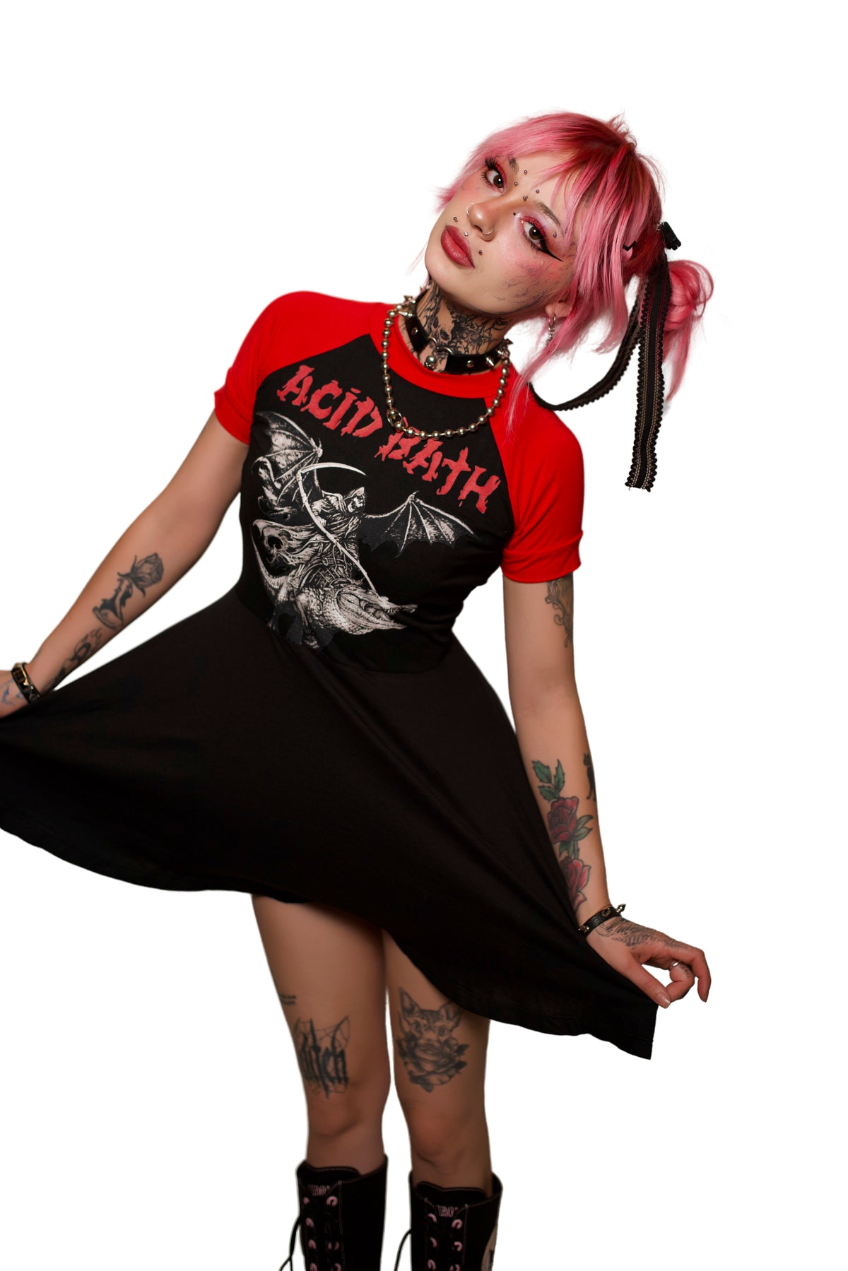 Acid Bath (Red Sleeves) Baby Doll Dress