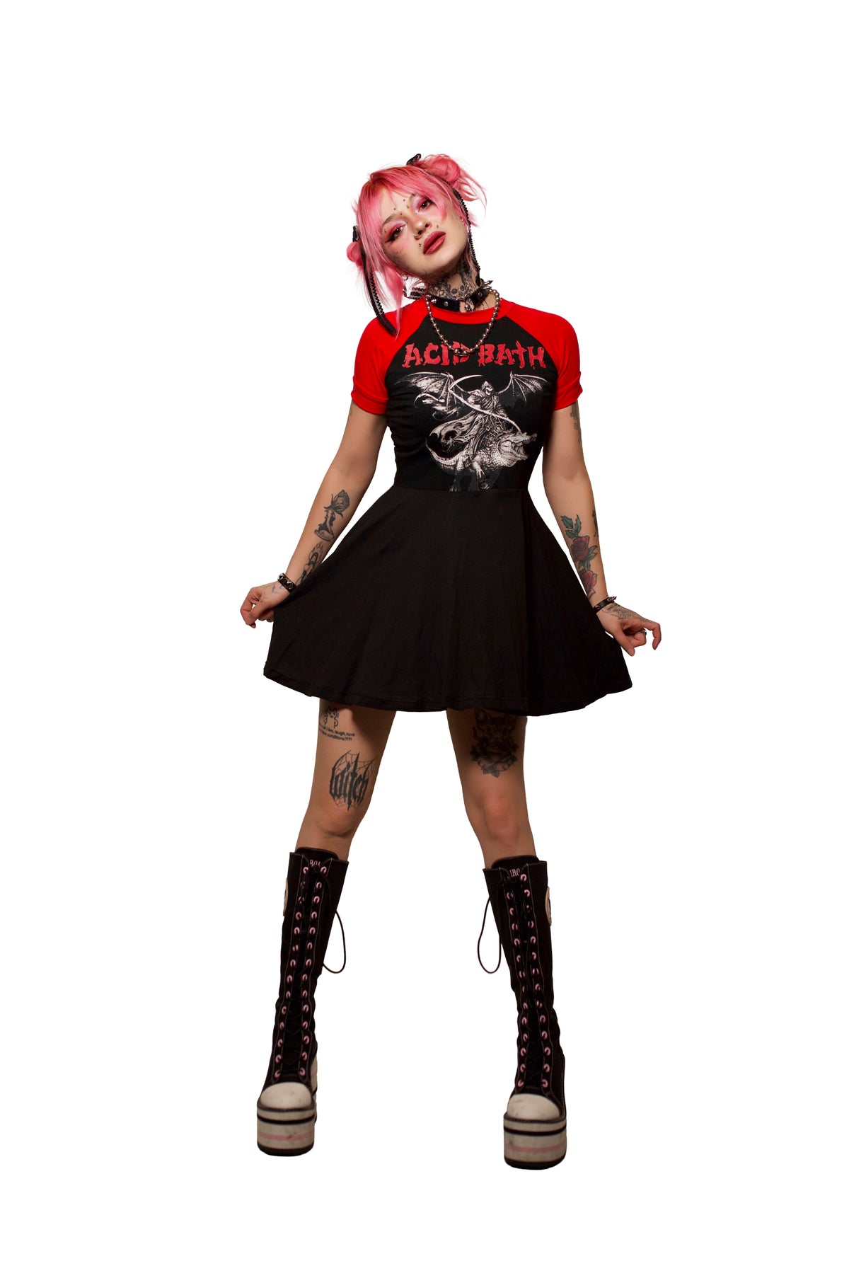 Acid Bath (Red Sleeves) Baby Doll Dress