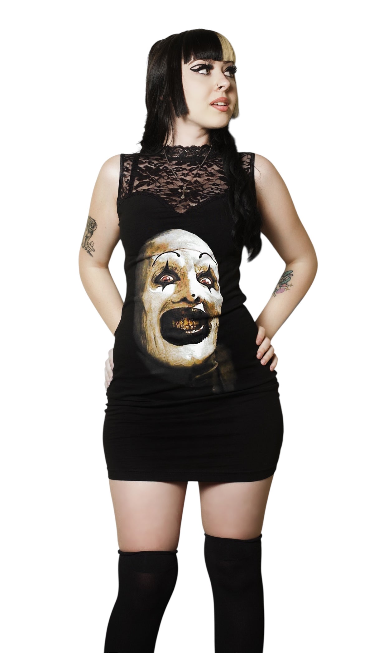 Art High-Neckline Lace Dress