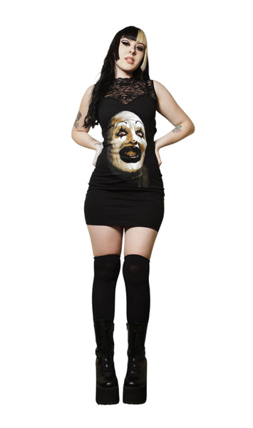 Art High-Neckline Lace Dress