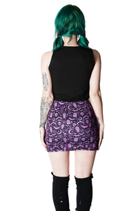 Witchy Print Mini Zip Skirt