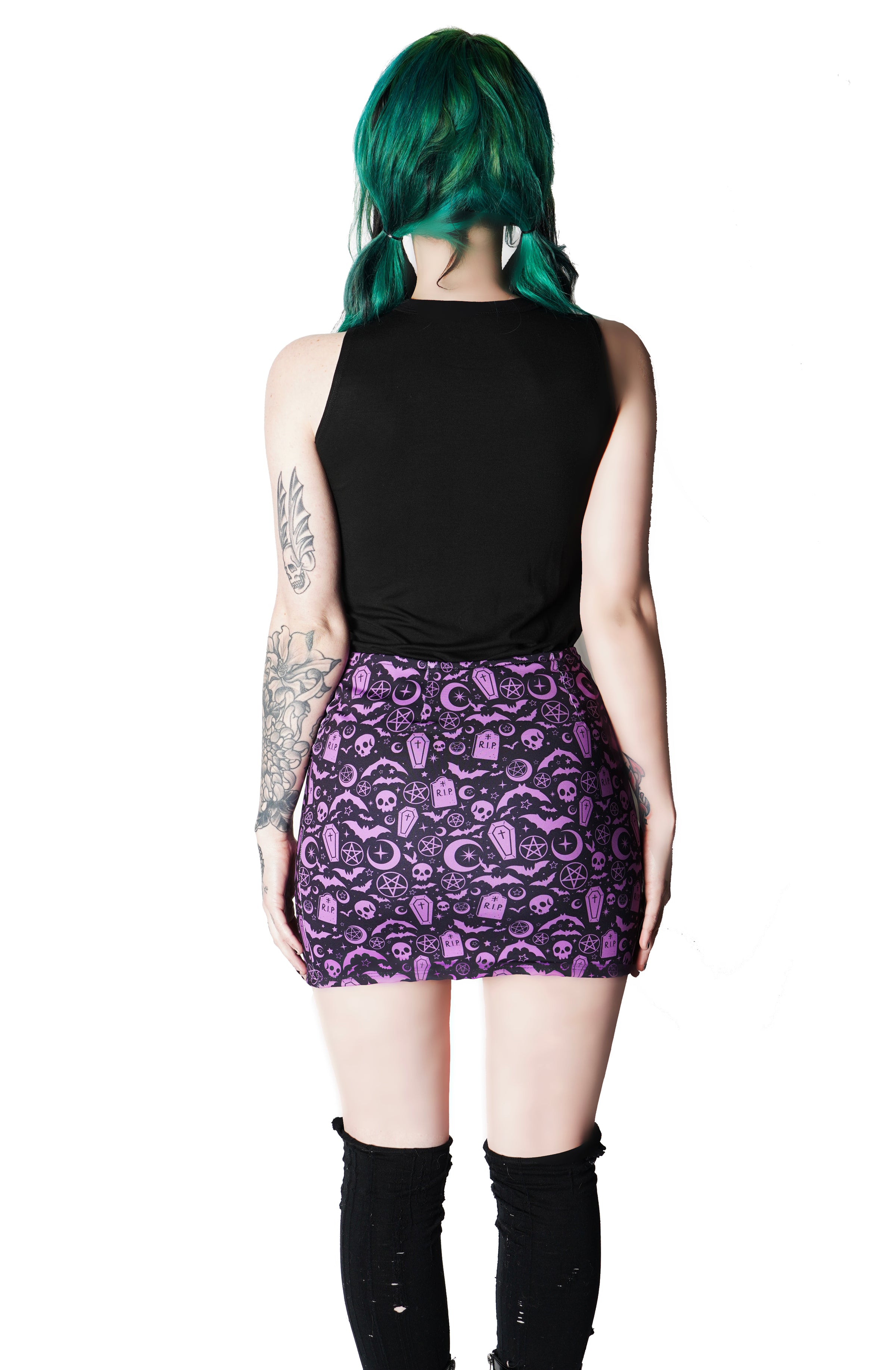 Witchy Print Mini Zip Skirt