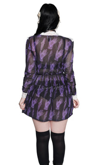 666 Pentagram Print Victorian Lace Dress