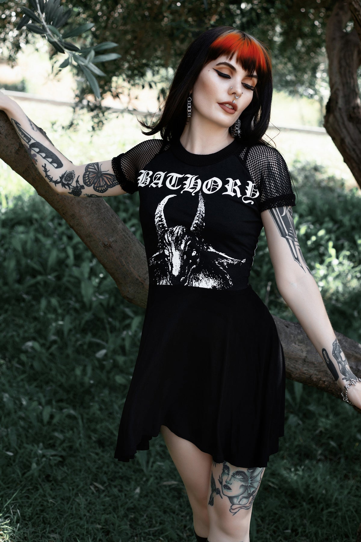 Bathory Fishnet Baby Doll Dress