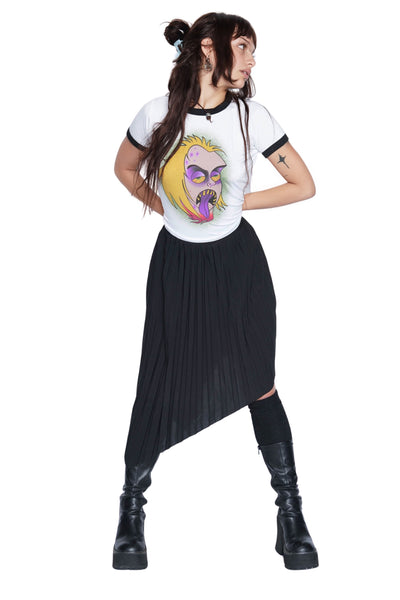 High waist Lined Pleated Long Skirt