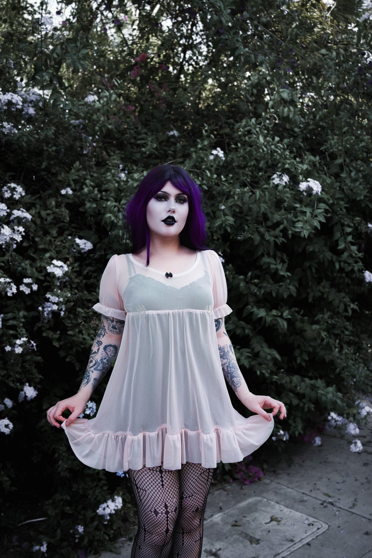 Blush Mesh Babydoll Dress (Preorder)