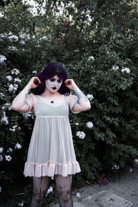 Blush Mesh Babydoll Dress (Preorder)