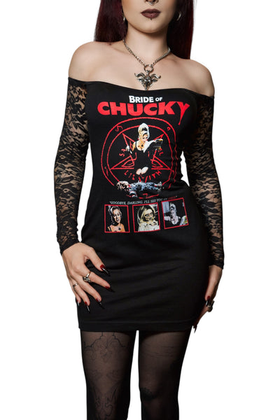 Bride of Chucky Off- Shoulder Lace Dress