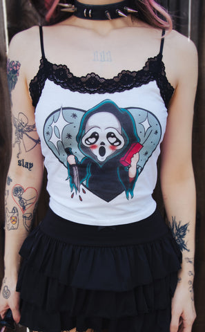 Call Me Cropped Lace Tank (White)