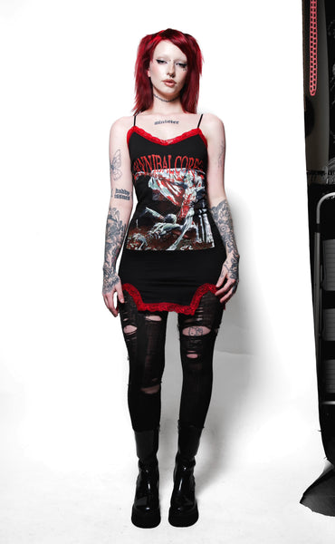Cannibal Corpse Slit Red Lace Dress