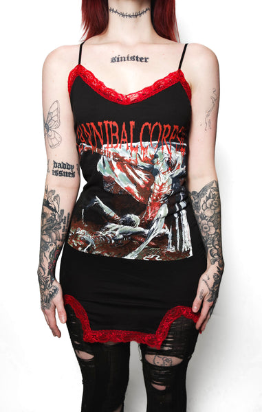 Cannibal Corpse Slit Red Lace Dress