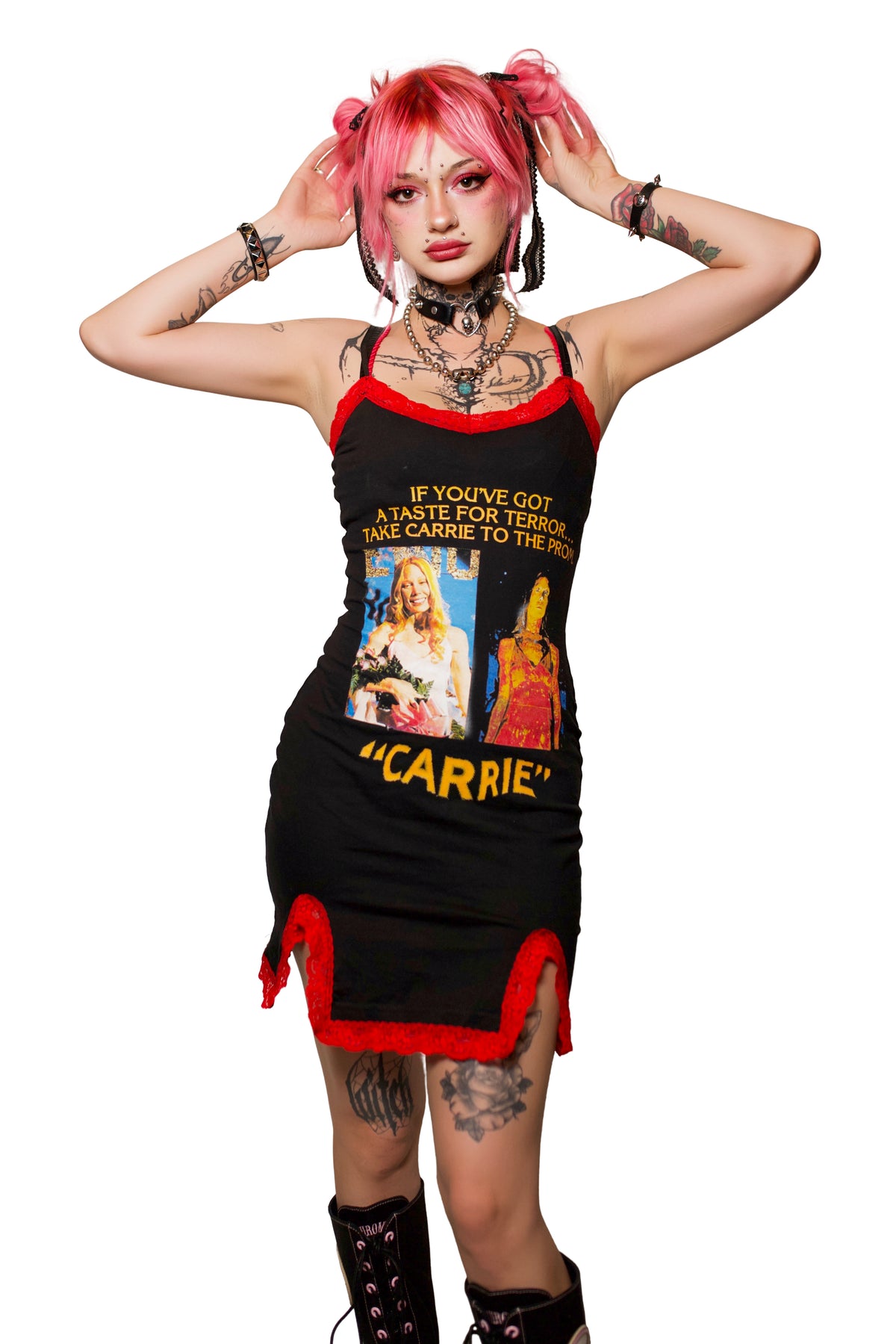 Carrie Slit Red Lace Dress