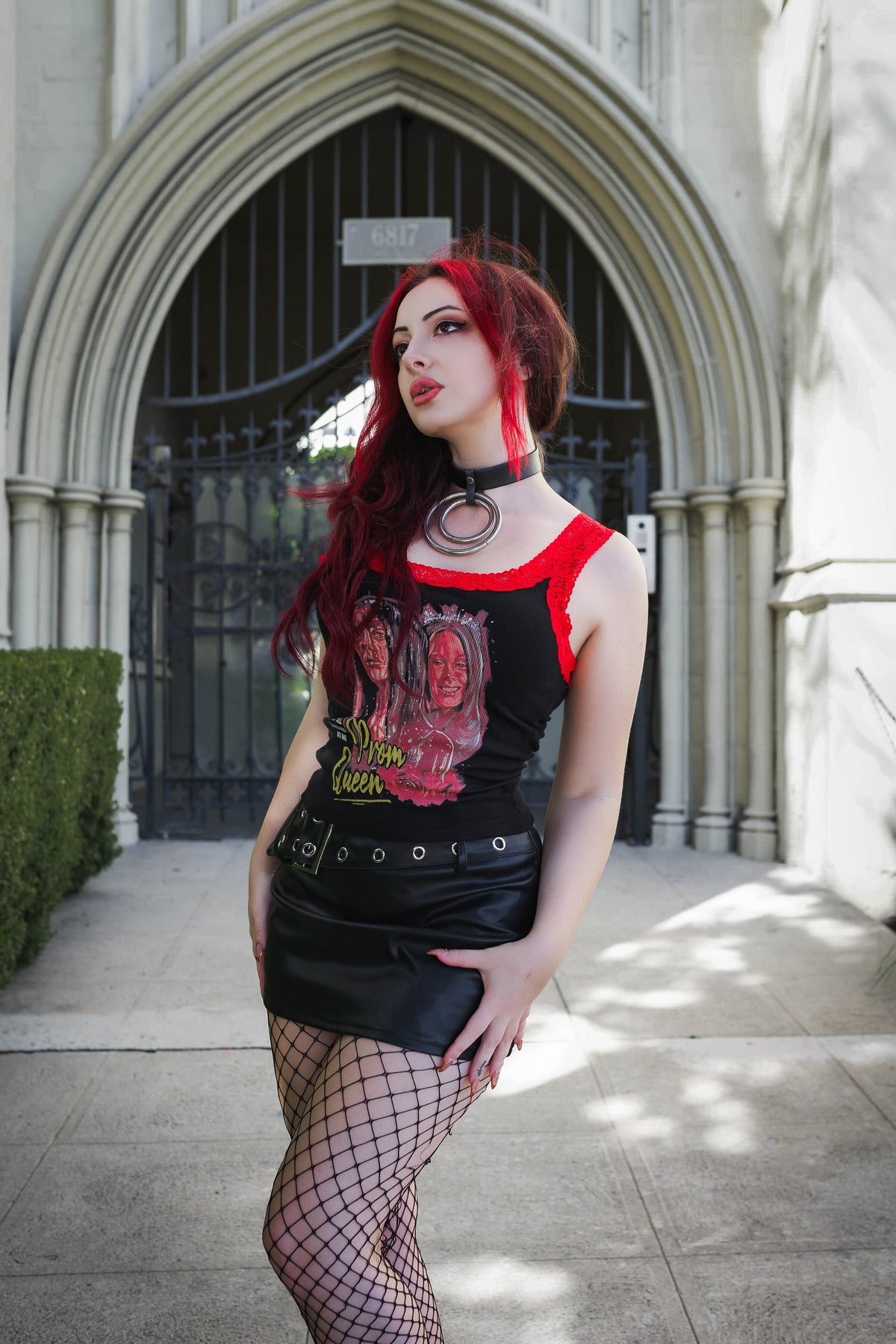 Prom Queen Red Lace Ribbed Tank