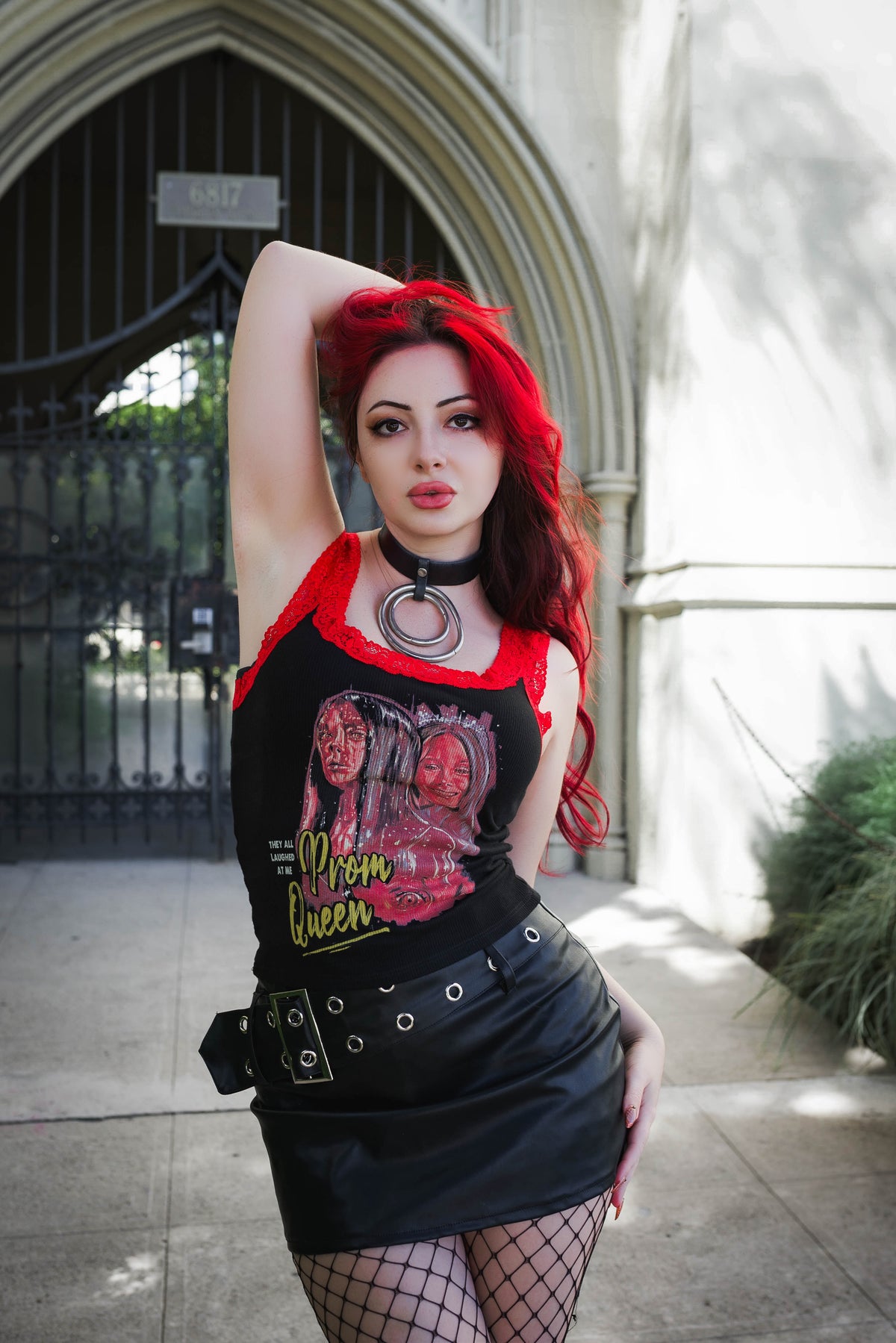 Prom Queen Red Lace Ribbed Tank