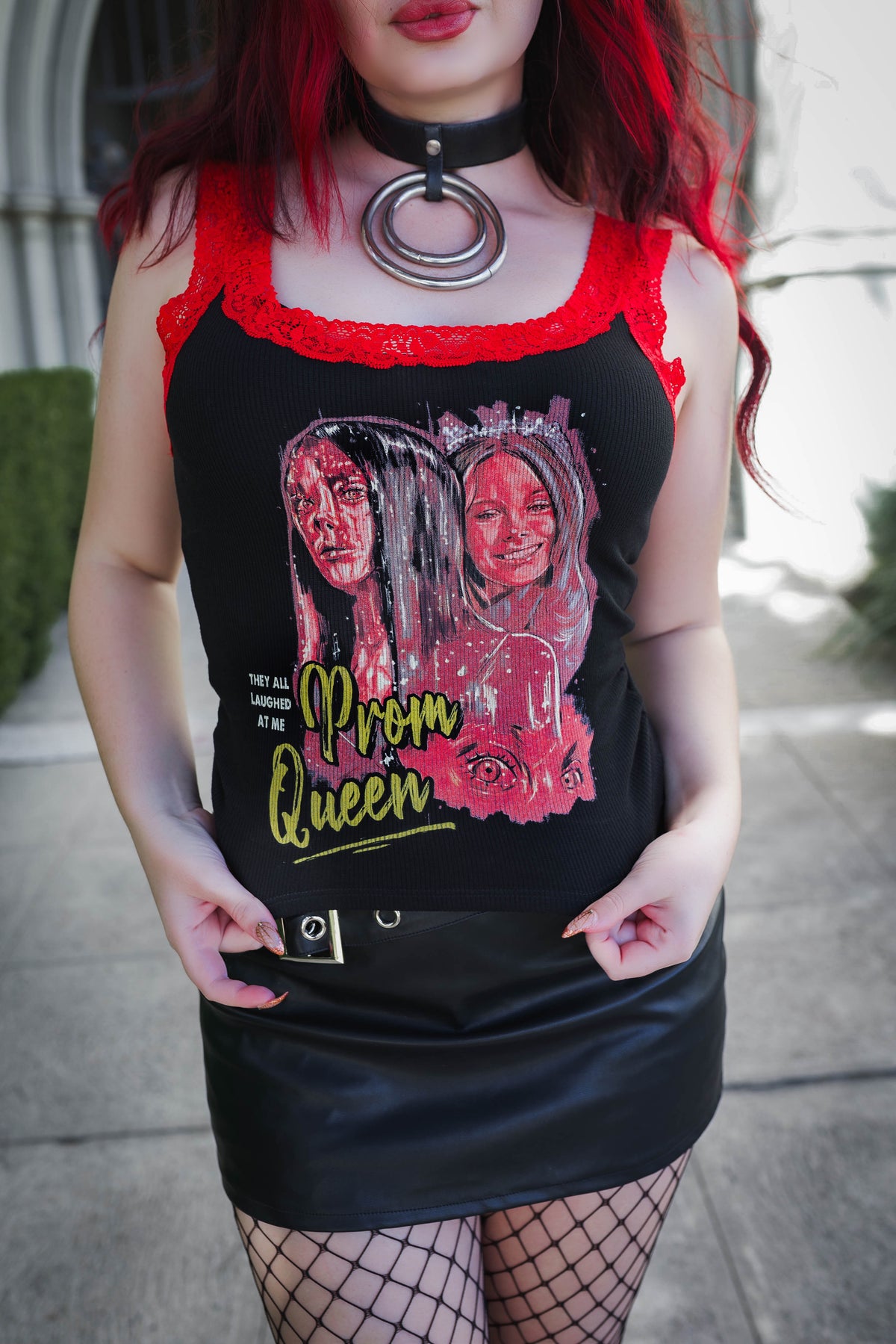 Prom Queen Red Lace Ribbed Tank