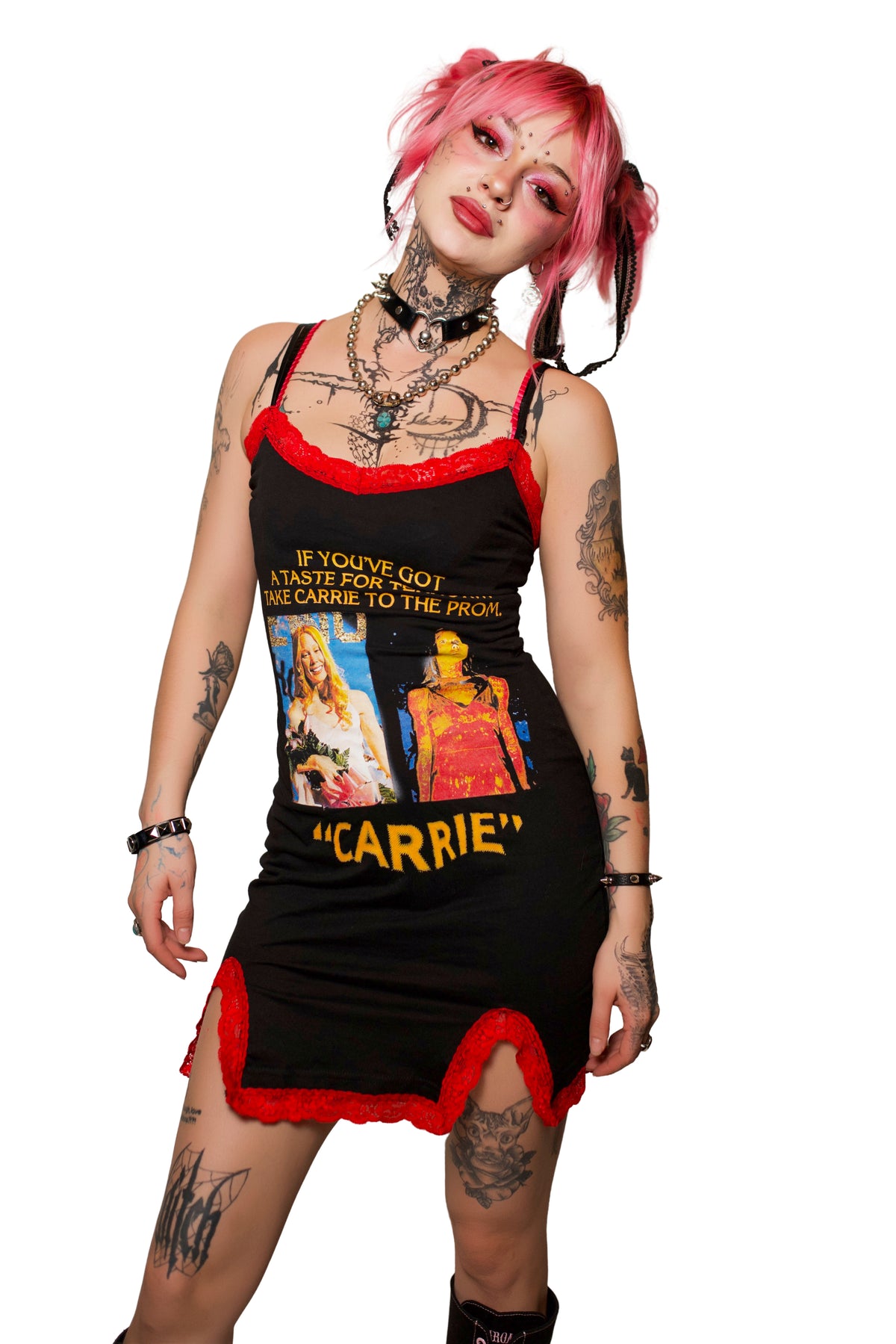 Carrie Slit Red Lace Dress