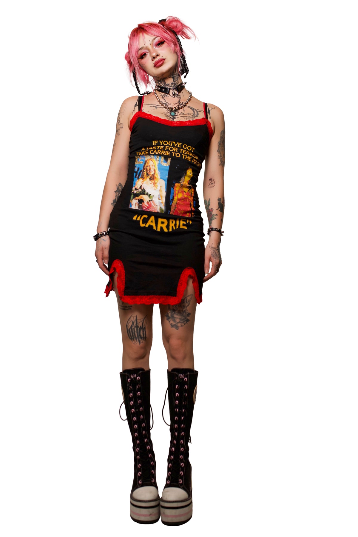 Carrie Slit Red Lace Dress