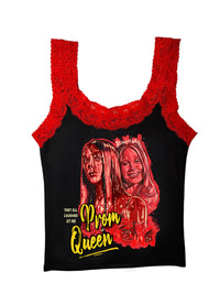 Prom Queen Red Lace Ribbed Tank