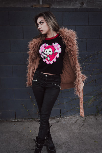 Devil Cupid Ringer Tee