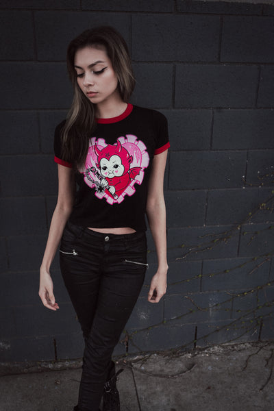 Devil Cupid Ringer Tee