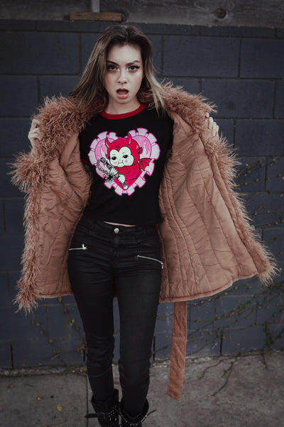 Devil Cupid Ringer Tee