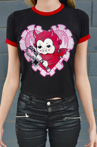 Devil Cupid Ringer Tee