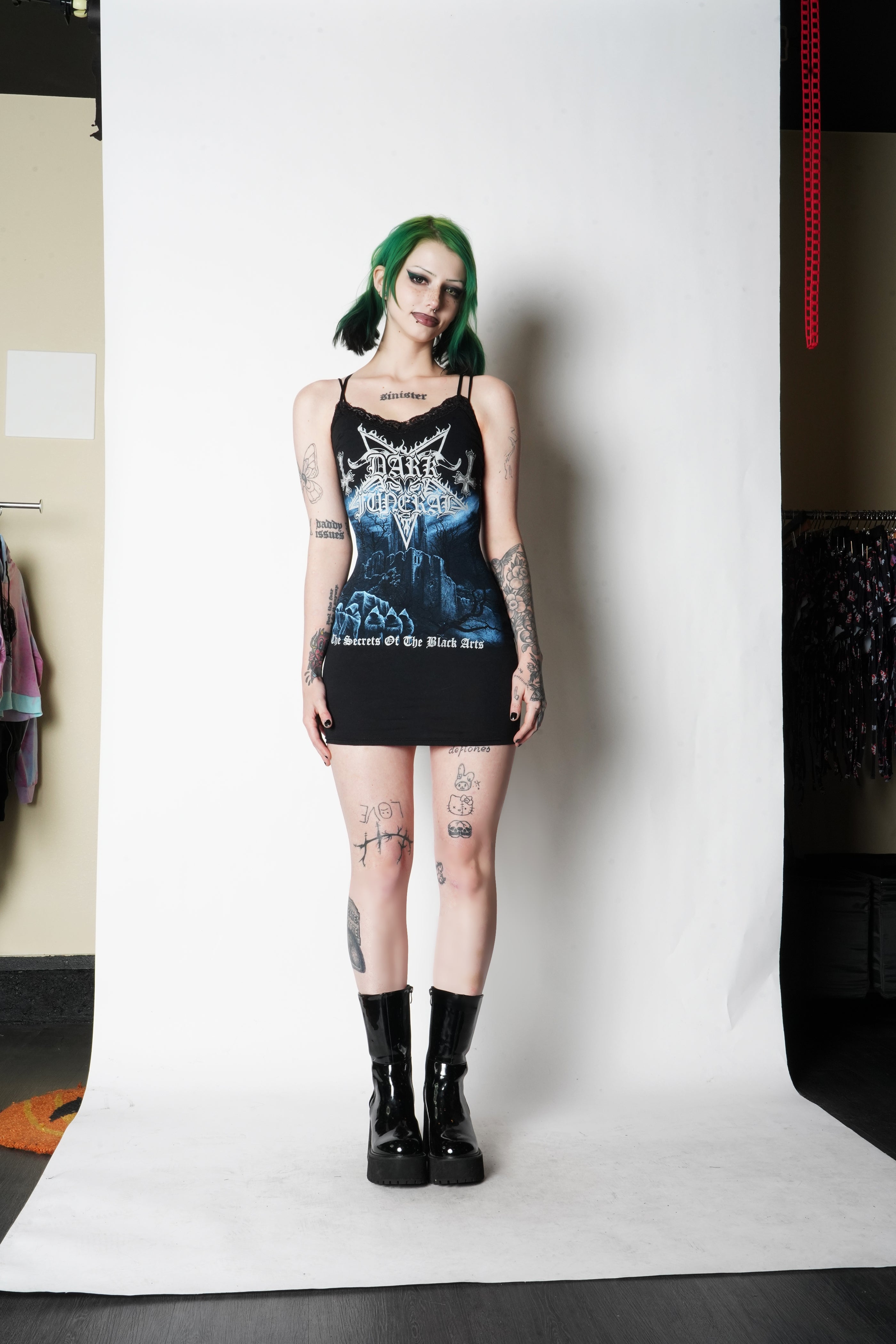 black lace funeral dress Dark Funeral Lace Strap Dress