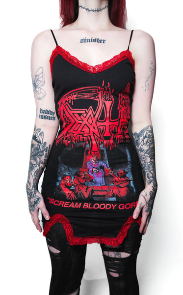Death Slit Red Lace Dress