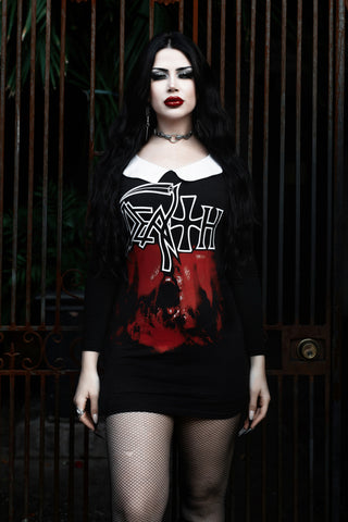 Death Long Sleeve Peter Pan Collar Dress