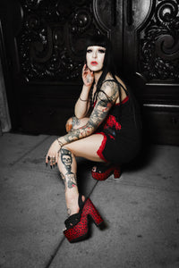 Death Slit Red Lace Dress