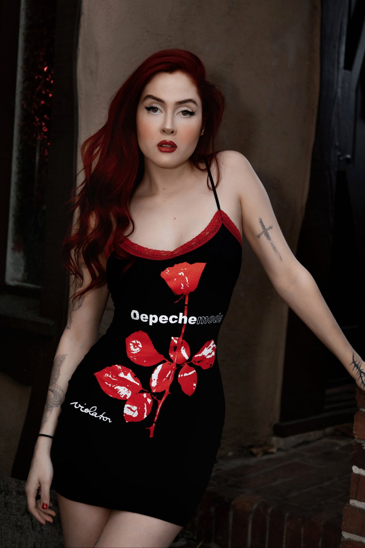 Depeche Mode Red Lace Strap Dress