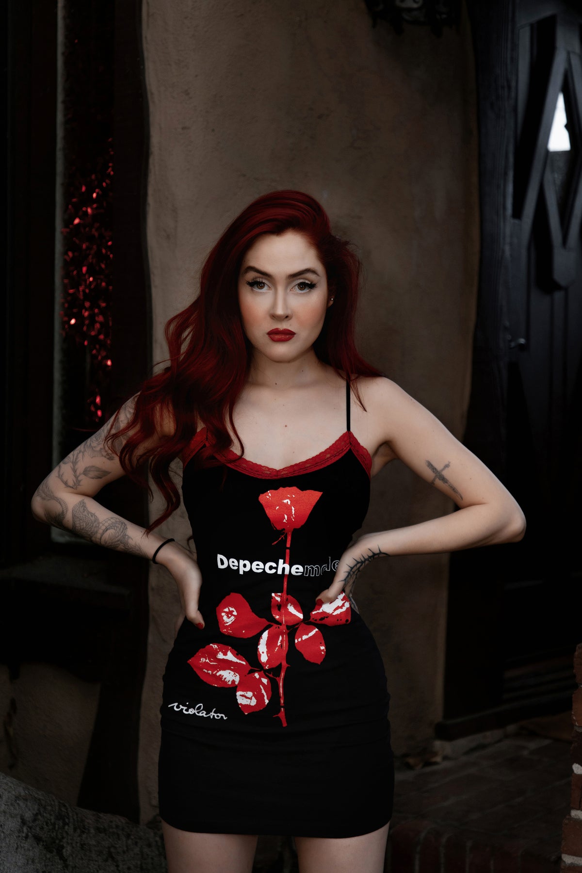 Depeche Mode Red Lace Strap Dress
