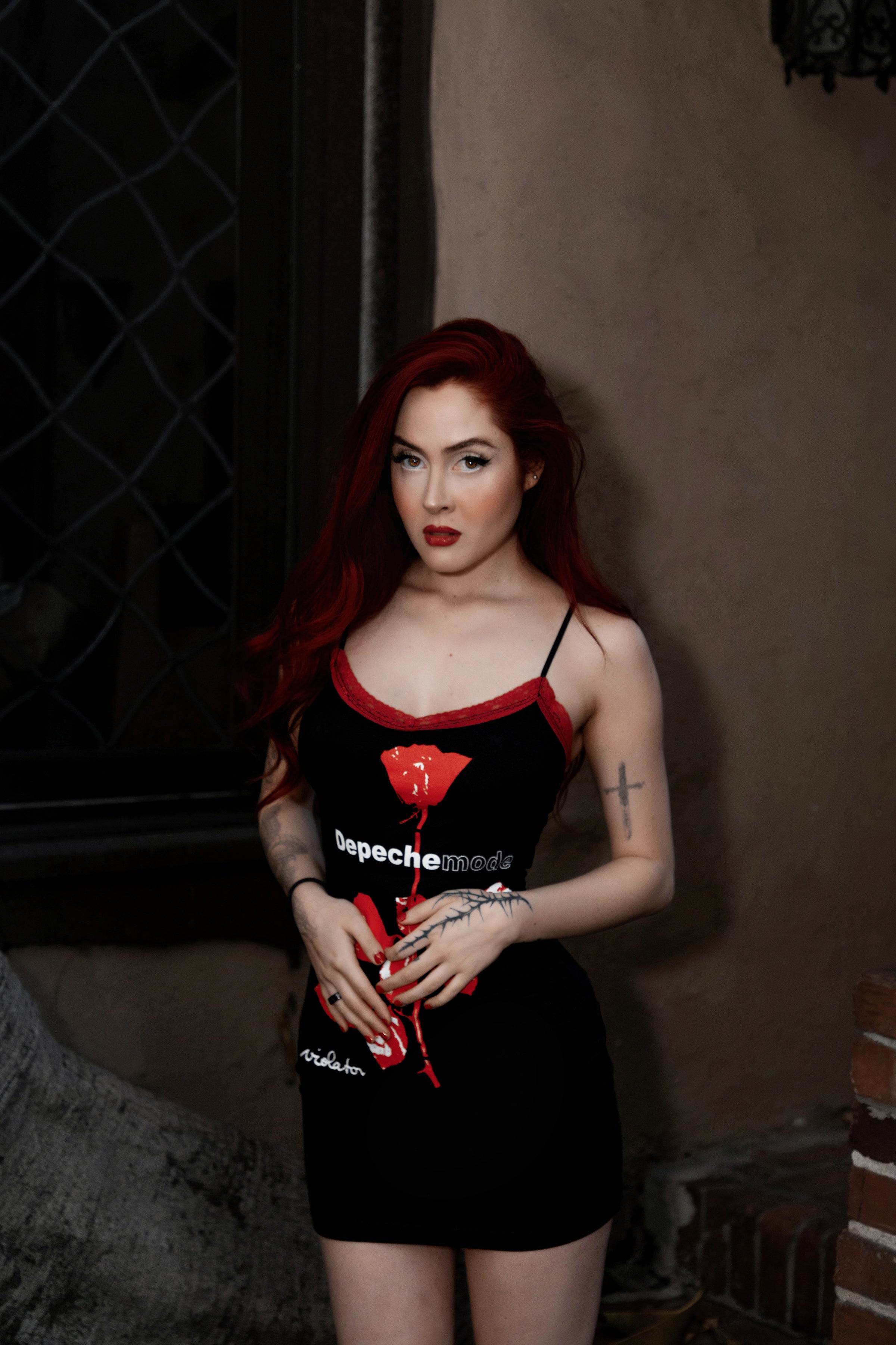 Depeche Mode Red Lace Strap Dress