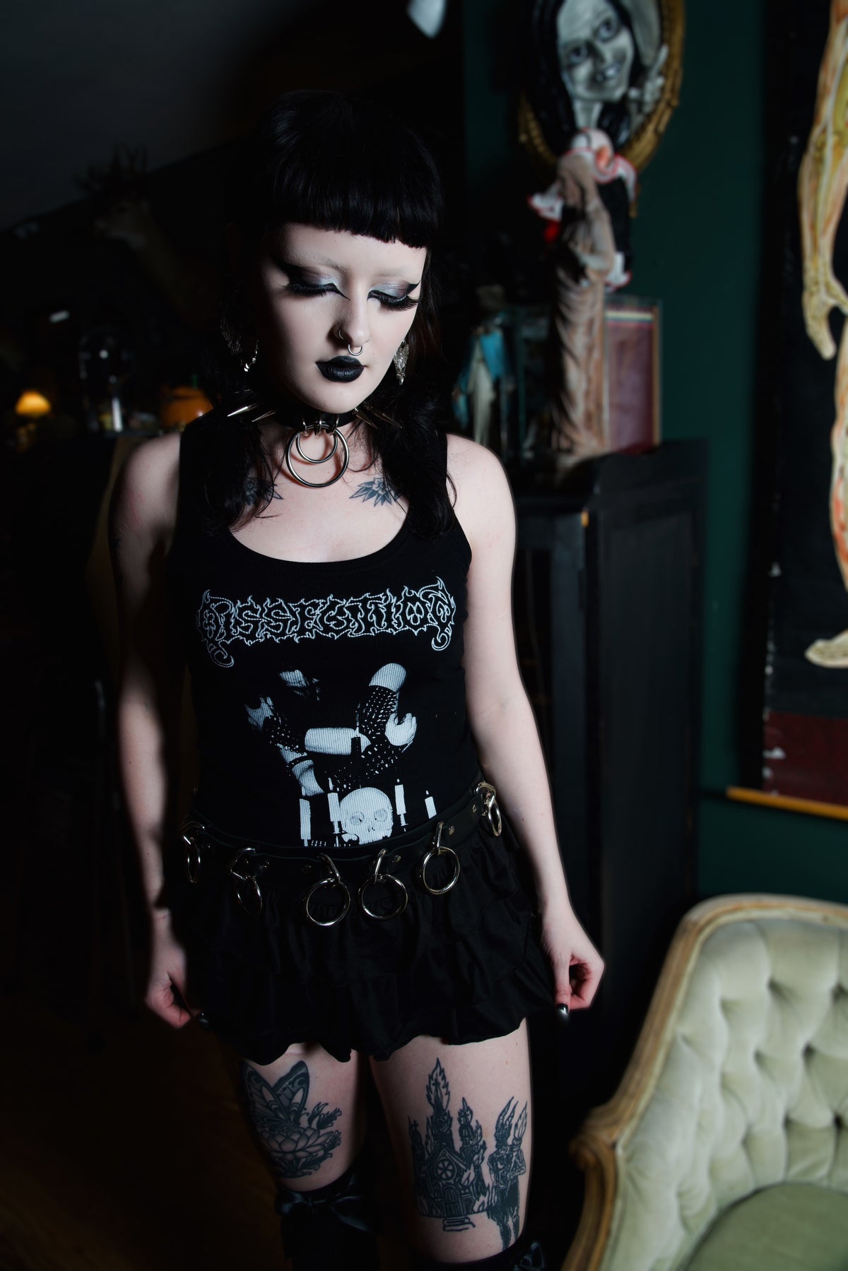 Dissection Ribbed Tank Top