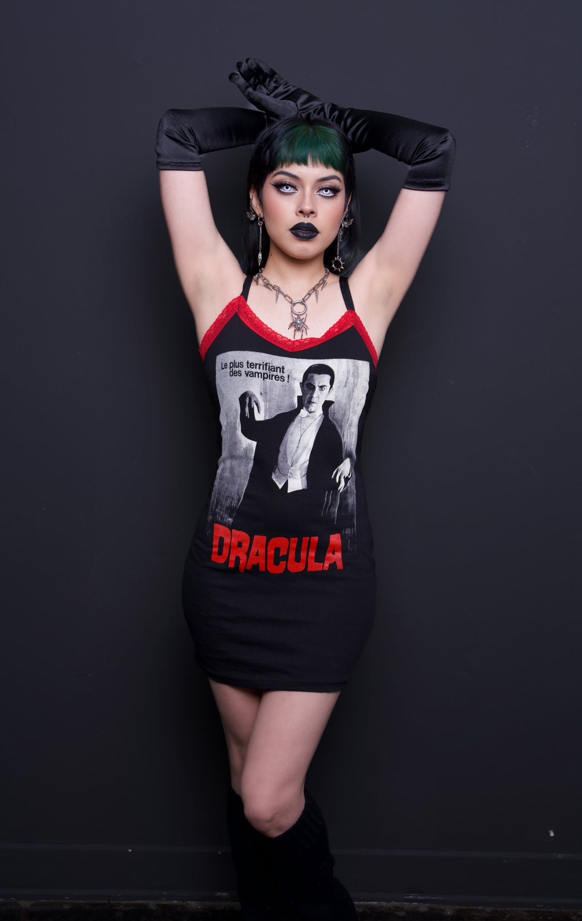 Dracula Red Lace Strap Dress