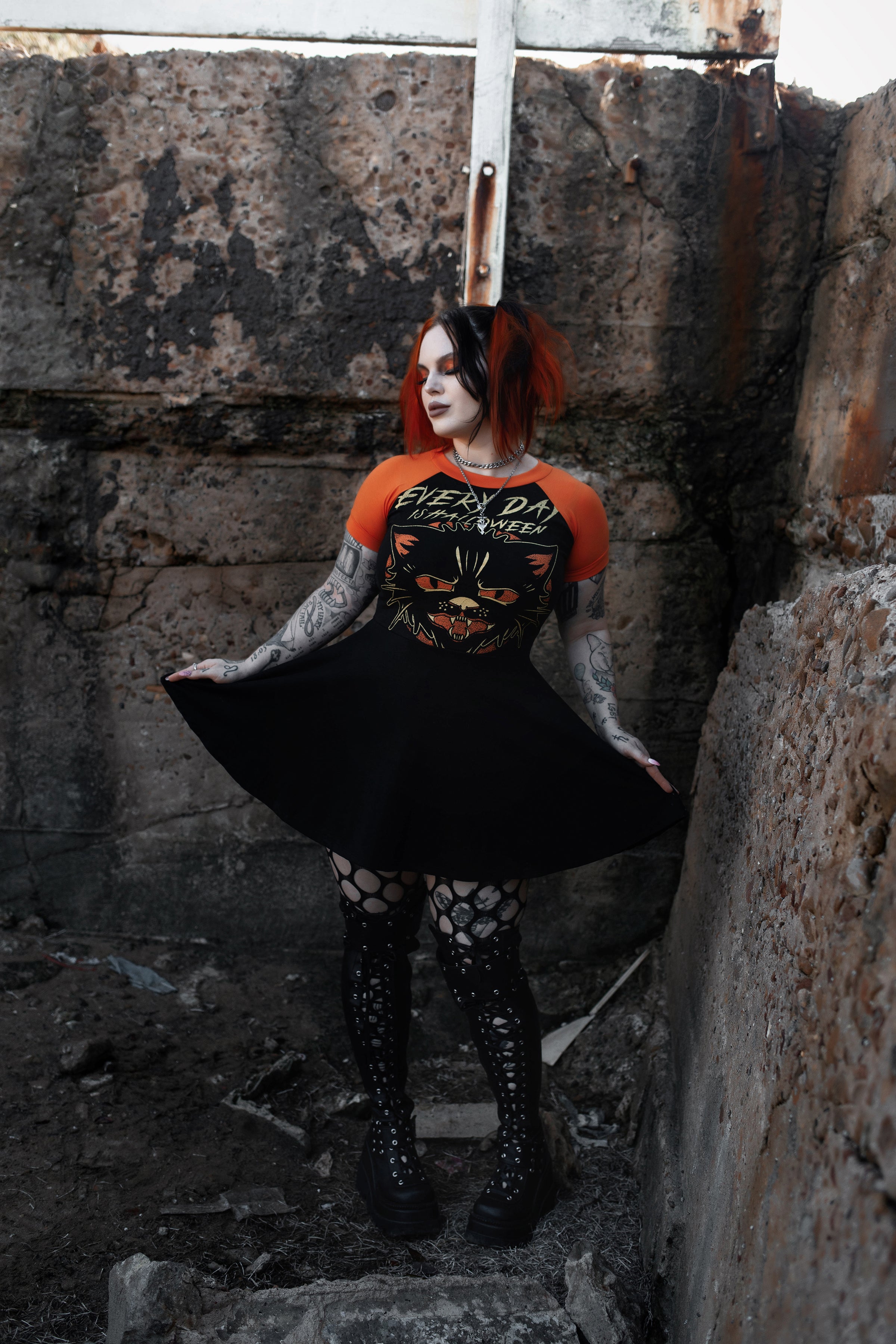 cotton halloween dress Spooky Sprinkles Cotton Twirl Dress