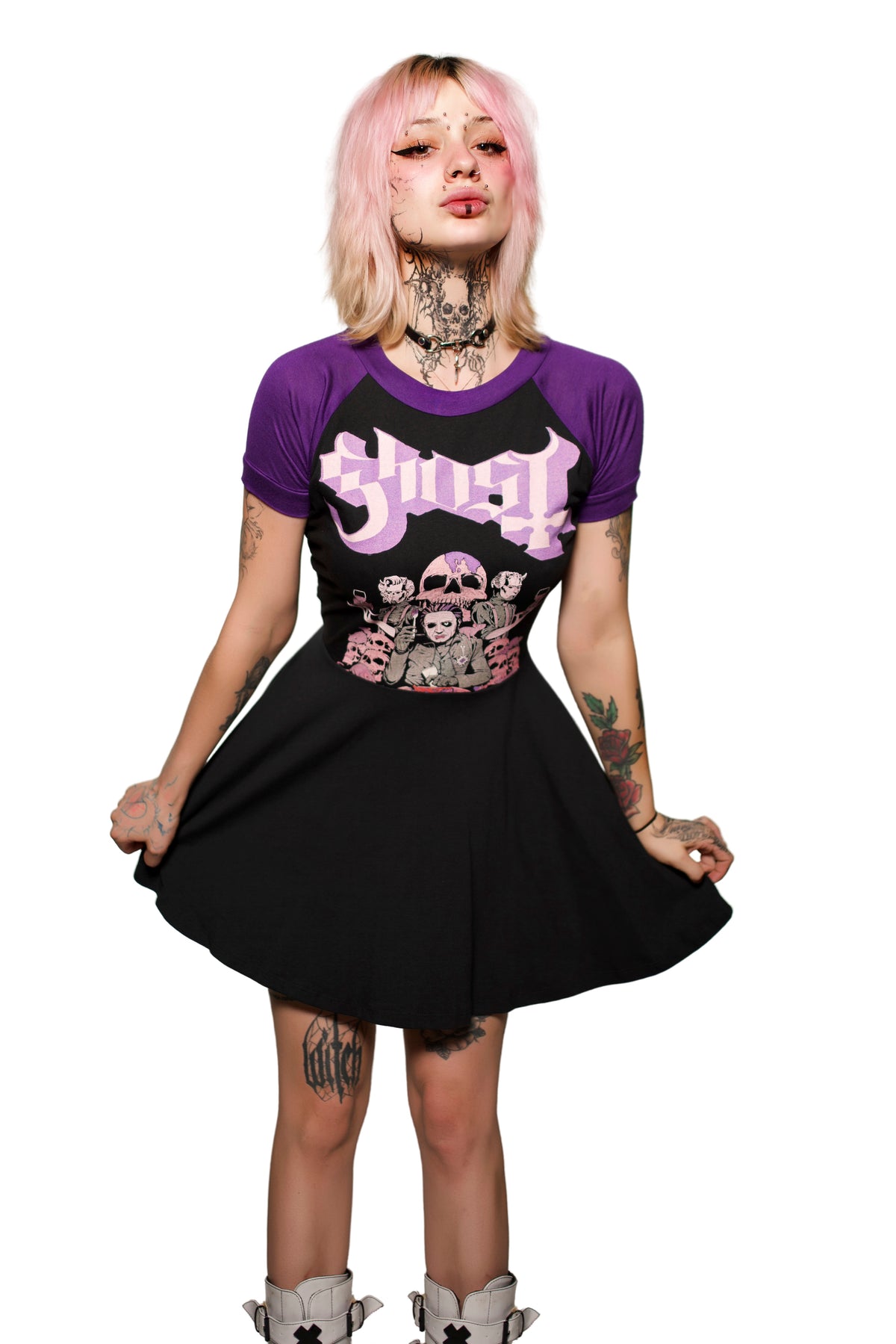 Ghost (Purple Sleeves) Baby Doll Dress