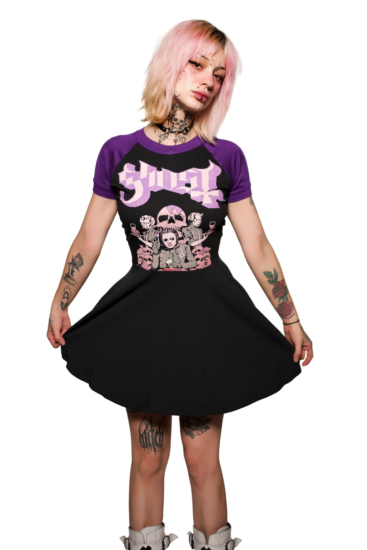 Ghost (Purple Sleeves) Baby Doll Dress