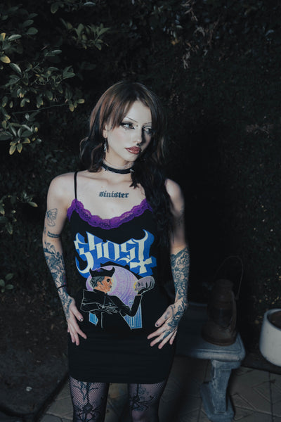 Ghost Purple Lace Strap Dress