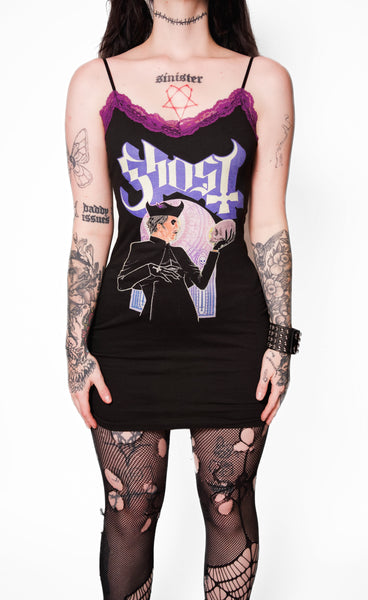 Ghost Purple Lace Strap Dress